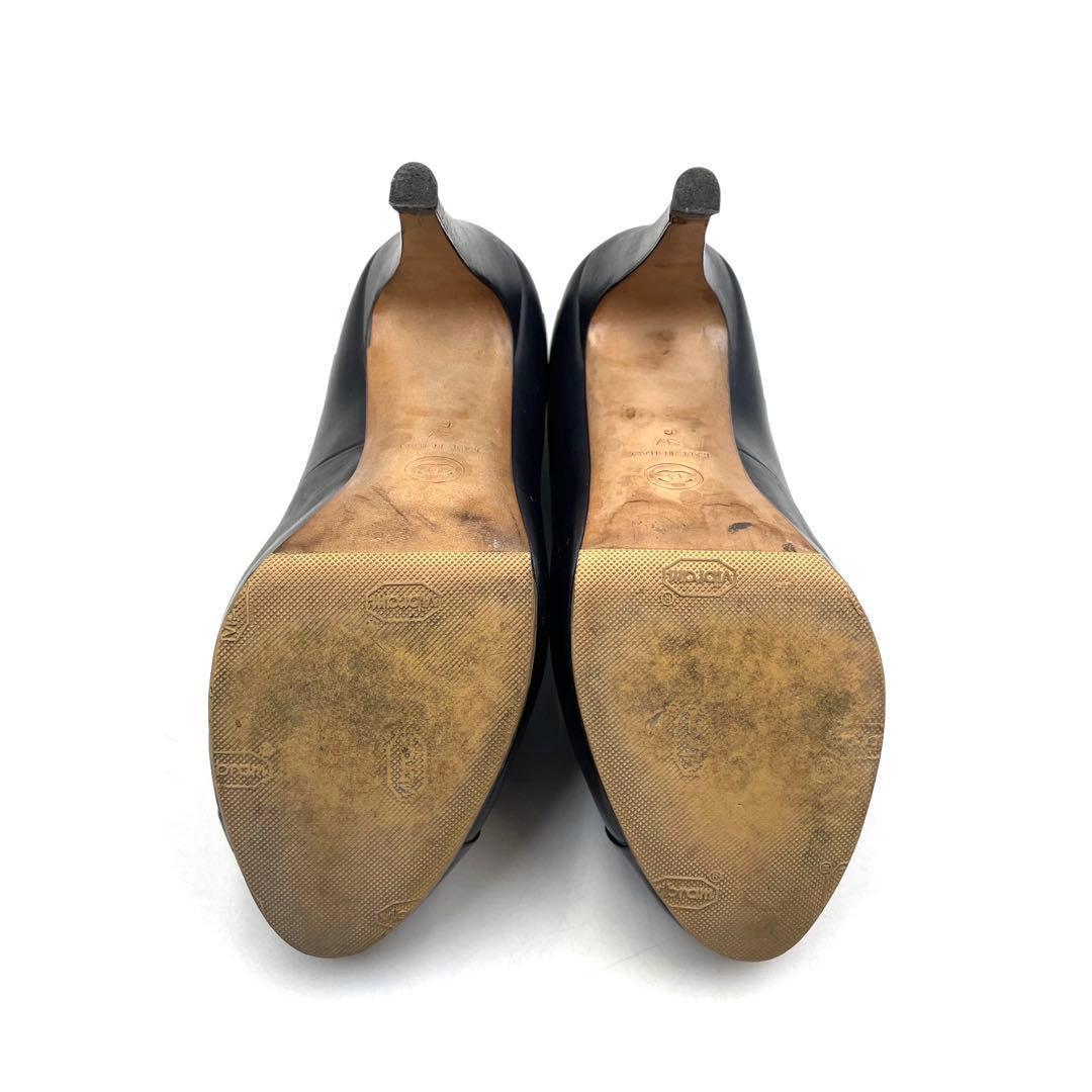 《超美品》シャネル 厚底 パンプス ココマーク バイカラー 紺黒系 37 箱あり