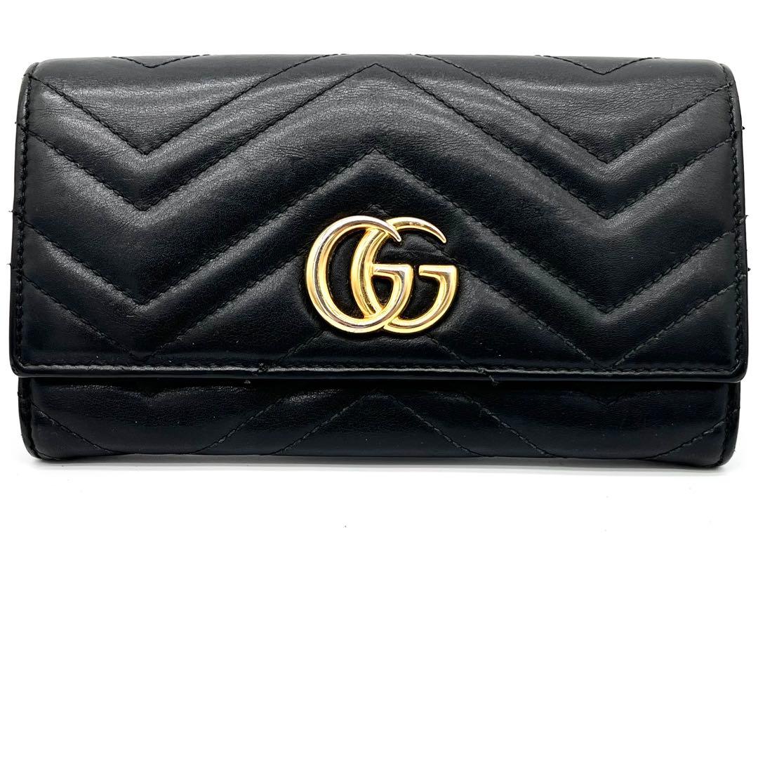 【美品】GUCCI 長財布　キルティング　コンチネンタル　443436 GUCCI(グッチ) コンチネンタルウォレット GGマーモント長財布443436