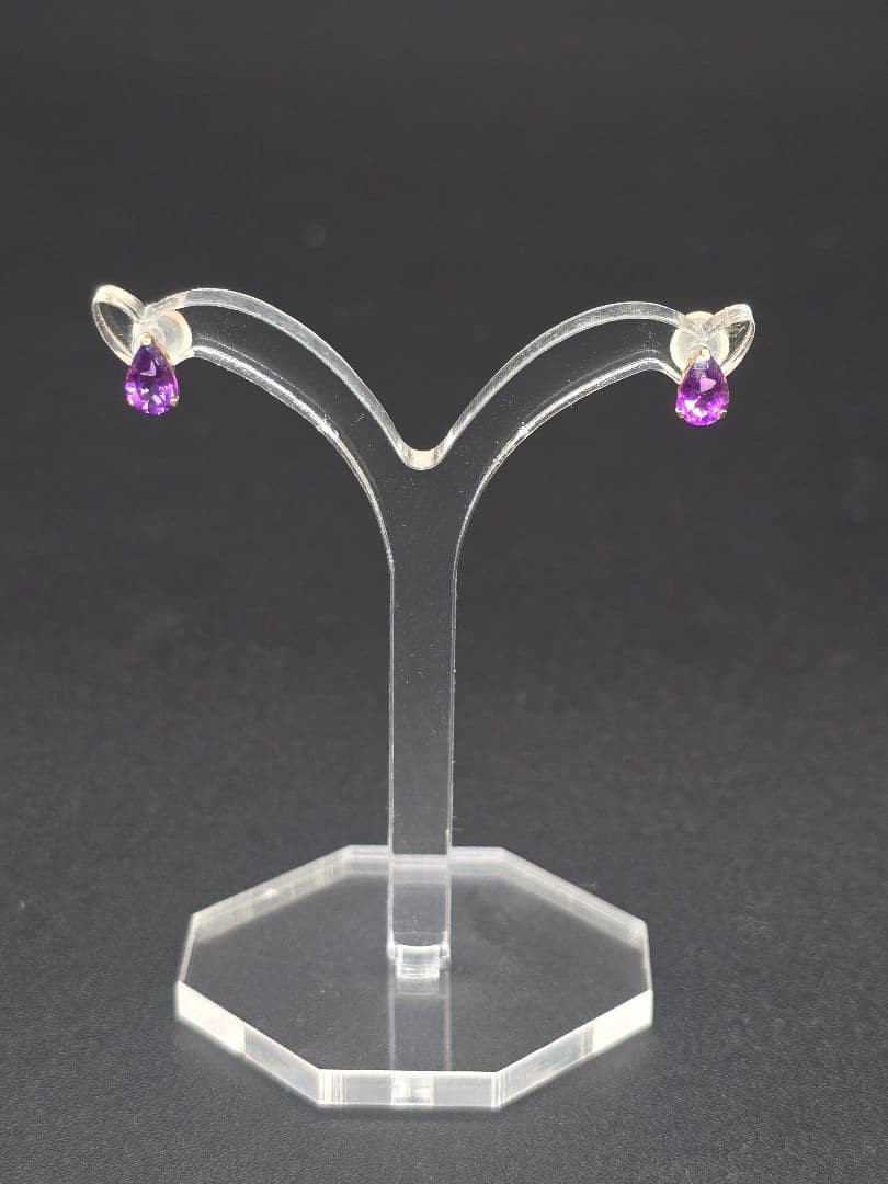 K18 アメジスト ピアス 0.64ct ペアシェイプ 0.40g 天然石