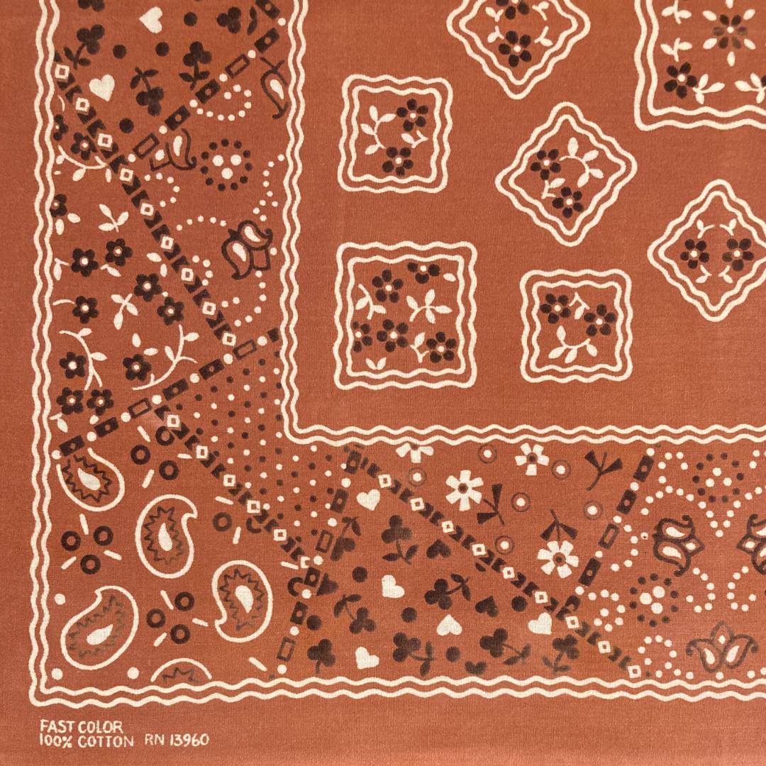 レア RN13960 バンダナ ヴィンテージ クッキー レンガ色 アメリカ