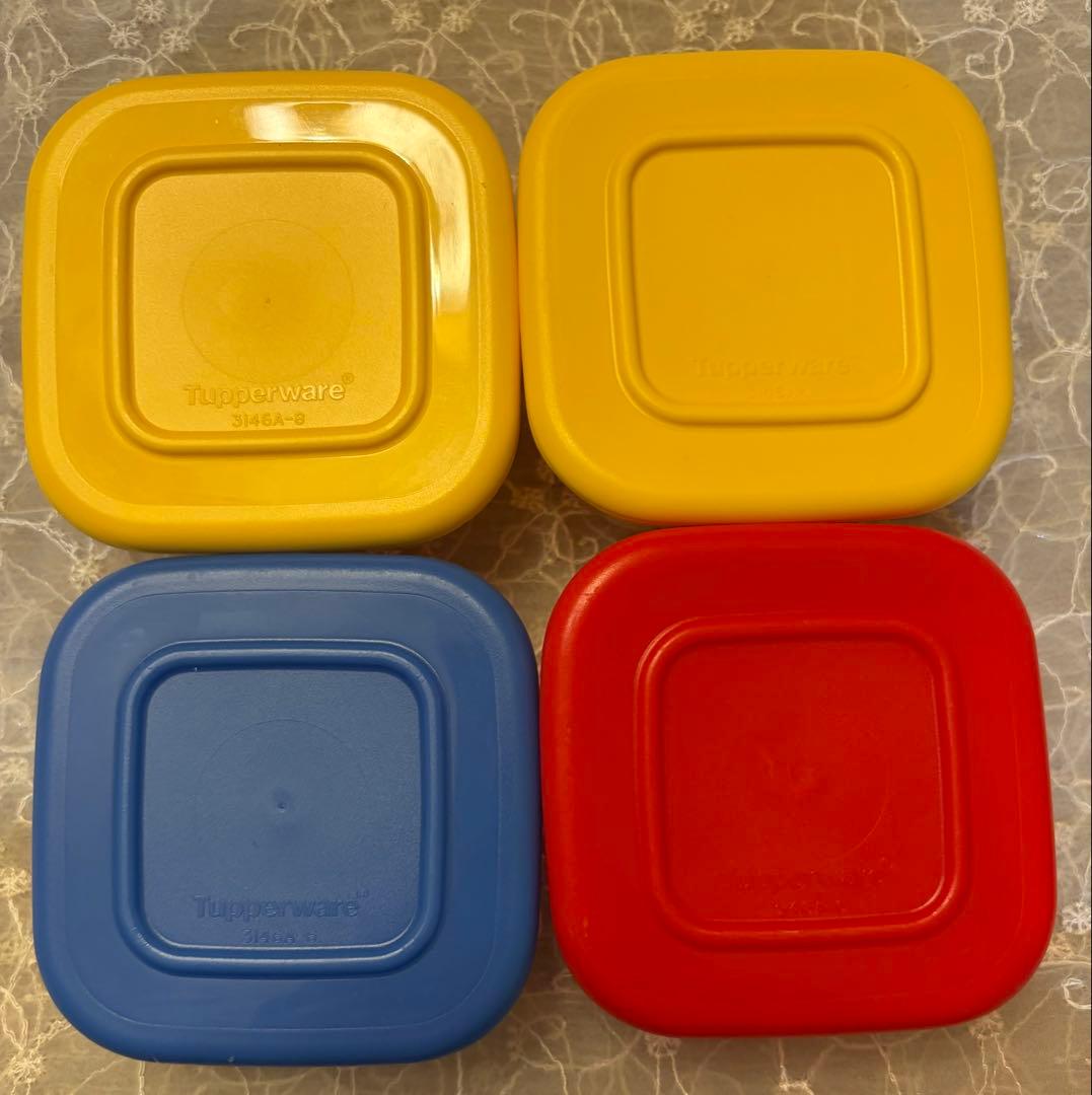 タッパーウェア クリアメイト 6個 保存容器 四角 赤 青 黄 - メルカリ