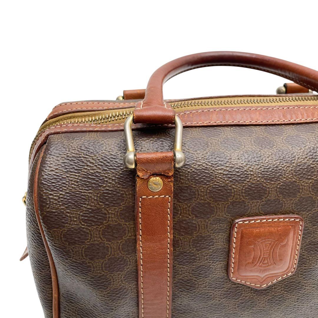 セリーヌ マカダム レザー トリオンフ ミニ ボストン ハンド バッグ