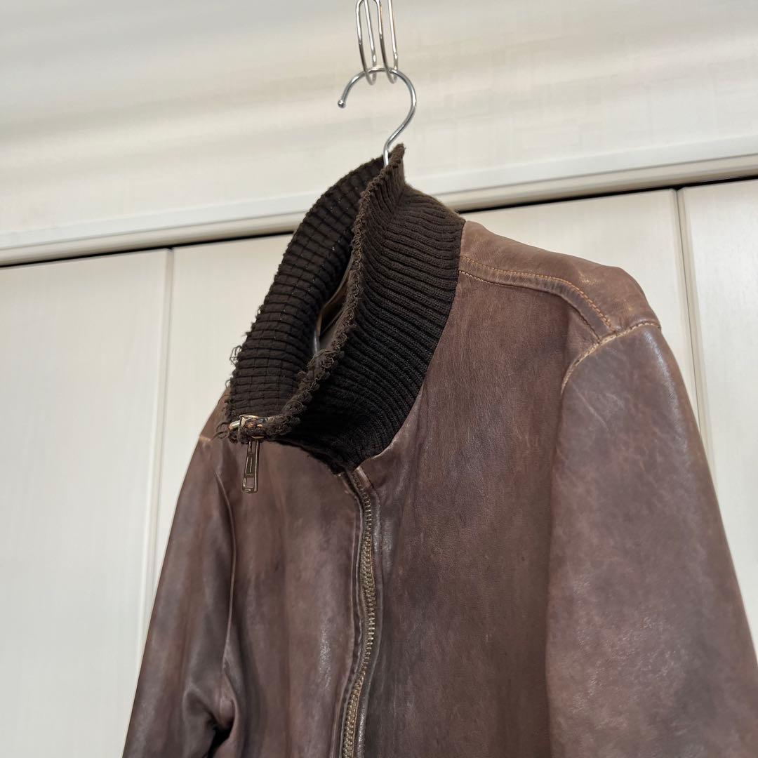 GIORGIO BRATO ビンテージ加工 ラムレザージャケット 48 - メルカリ