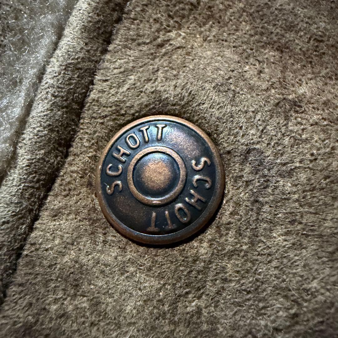 雰囲気抜群】schott ムートン 羊革 シープスキン ベスト ブラウン