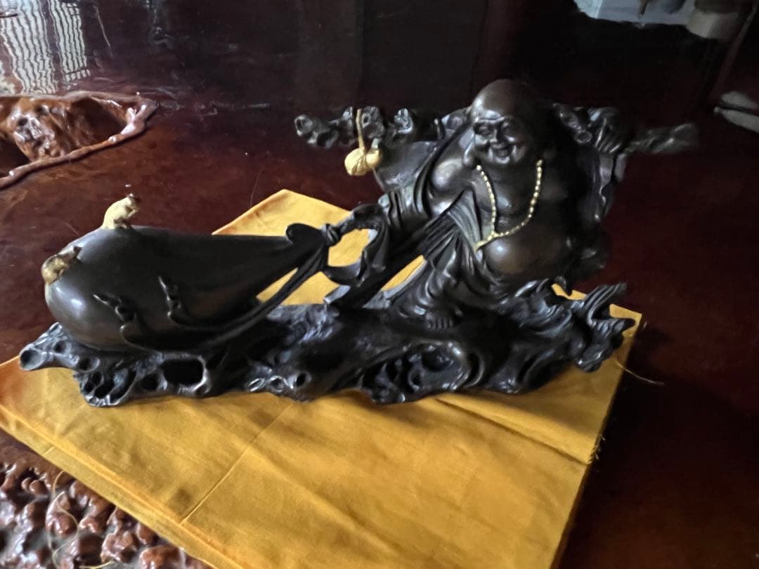 高岡銅器　置物　布袋さん 高岡銅器／布袋様の置物 杖持布袋20号 送料無料 : 檜屋美術館 - 通販