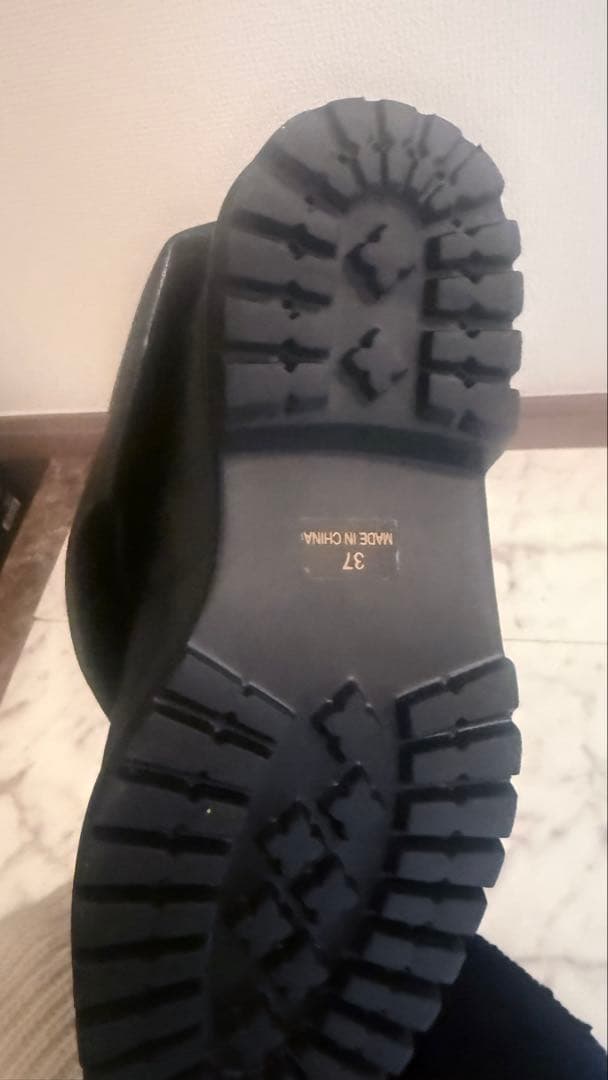 Pooled プールデ ブラックレザー ロングブーツ 37 - メルカリ