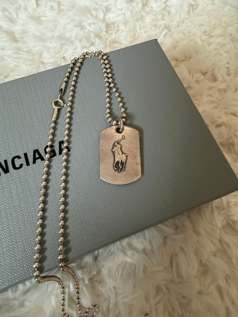 ヴィンテージ ラルフローレン ドッグタグ ネックレス シルバー 925