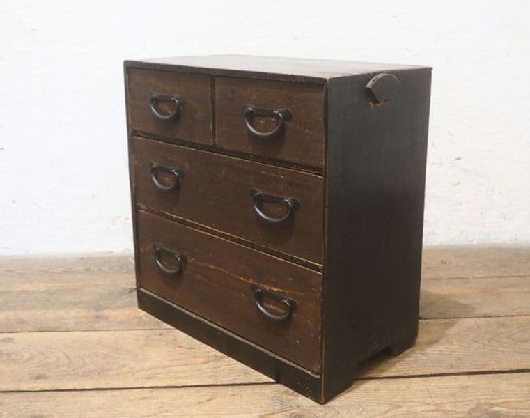 昭和レトロ 木製ミニ階段箪笥 引き出し付き収納ボックス可愛いミニ