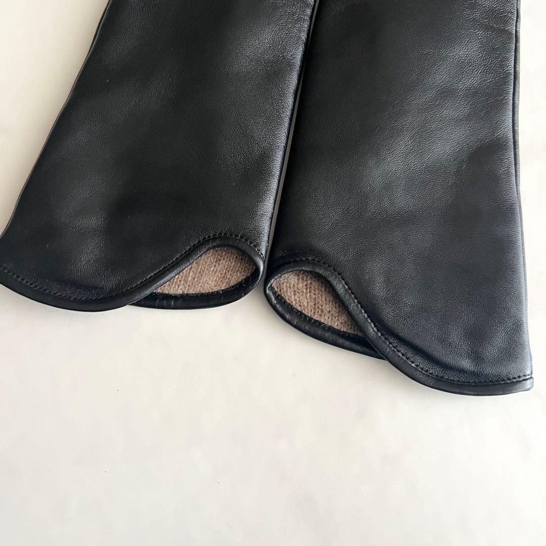 ほぼ未使用 マメクロゴウチ ラムレザー 手袋 グローブ カシミヤ