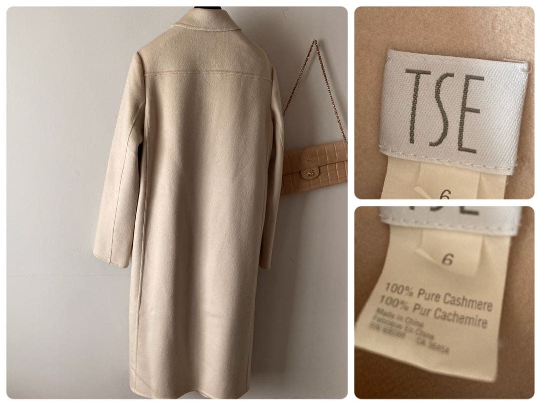 TSEセイ＊最高級カシミヤ100%ステンカラーコート 30万＊アイボリー