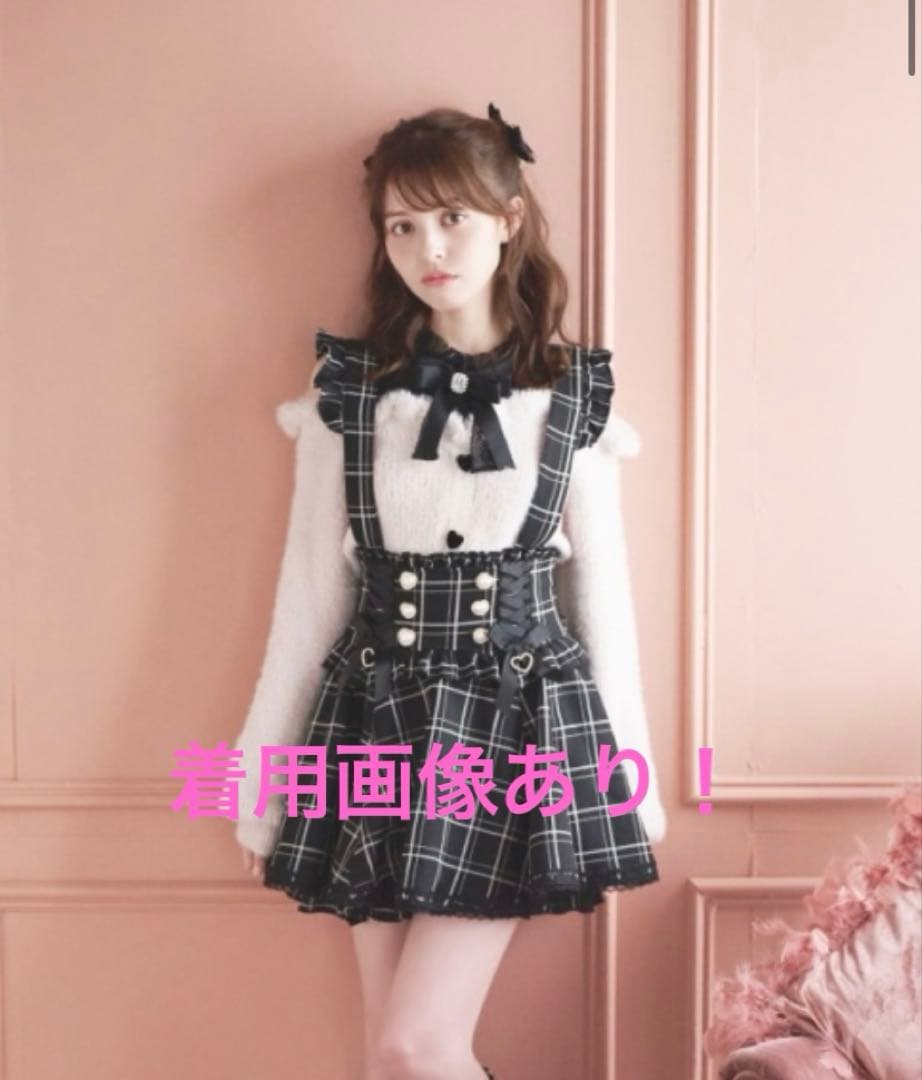 LIZLISA レースアップサスペンダー付スカパン ブラックチェック - メルカリ