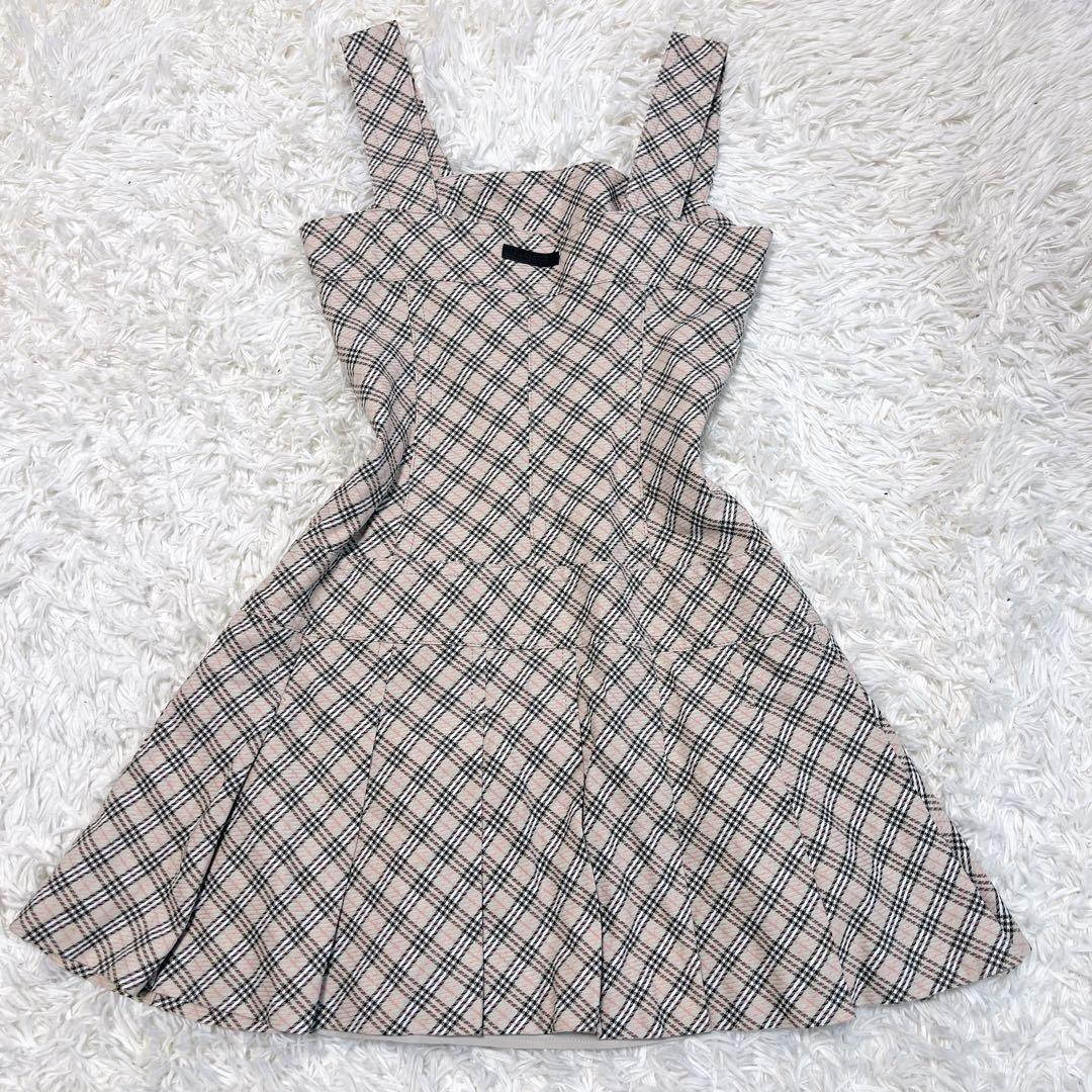 希少✨バーバリー ノバチェック ワンピース 牛革ベルト プリーツ Y2K
