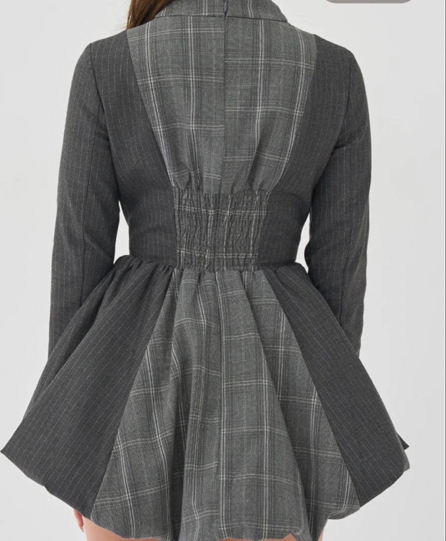 Darich/ダーリッチ チェックストライプバルーンミニワンピース GRY F