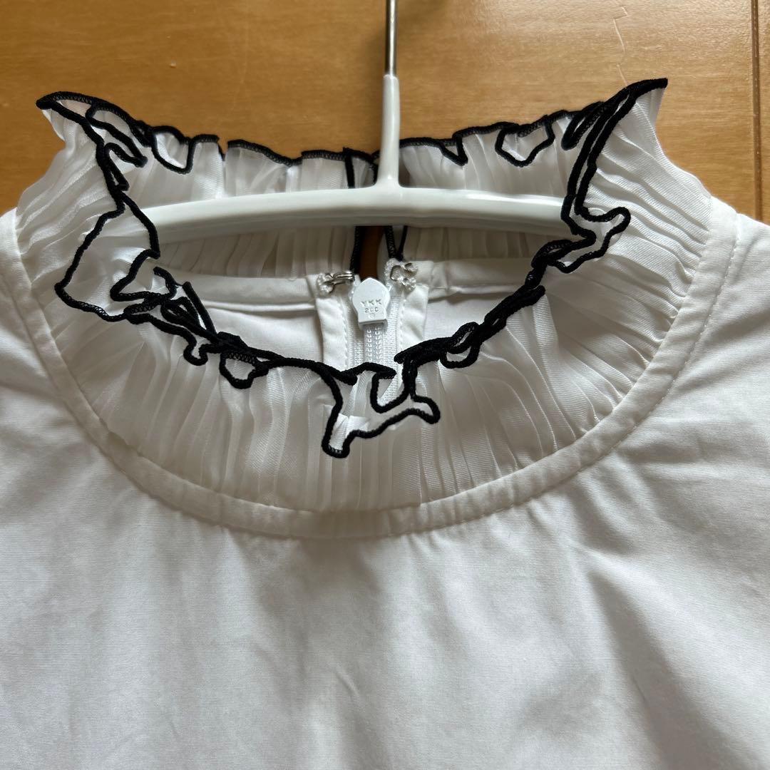 THIRD MAGAZINE スタンドカラー ホワイト フリル ブラウス シャツ