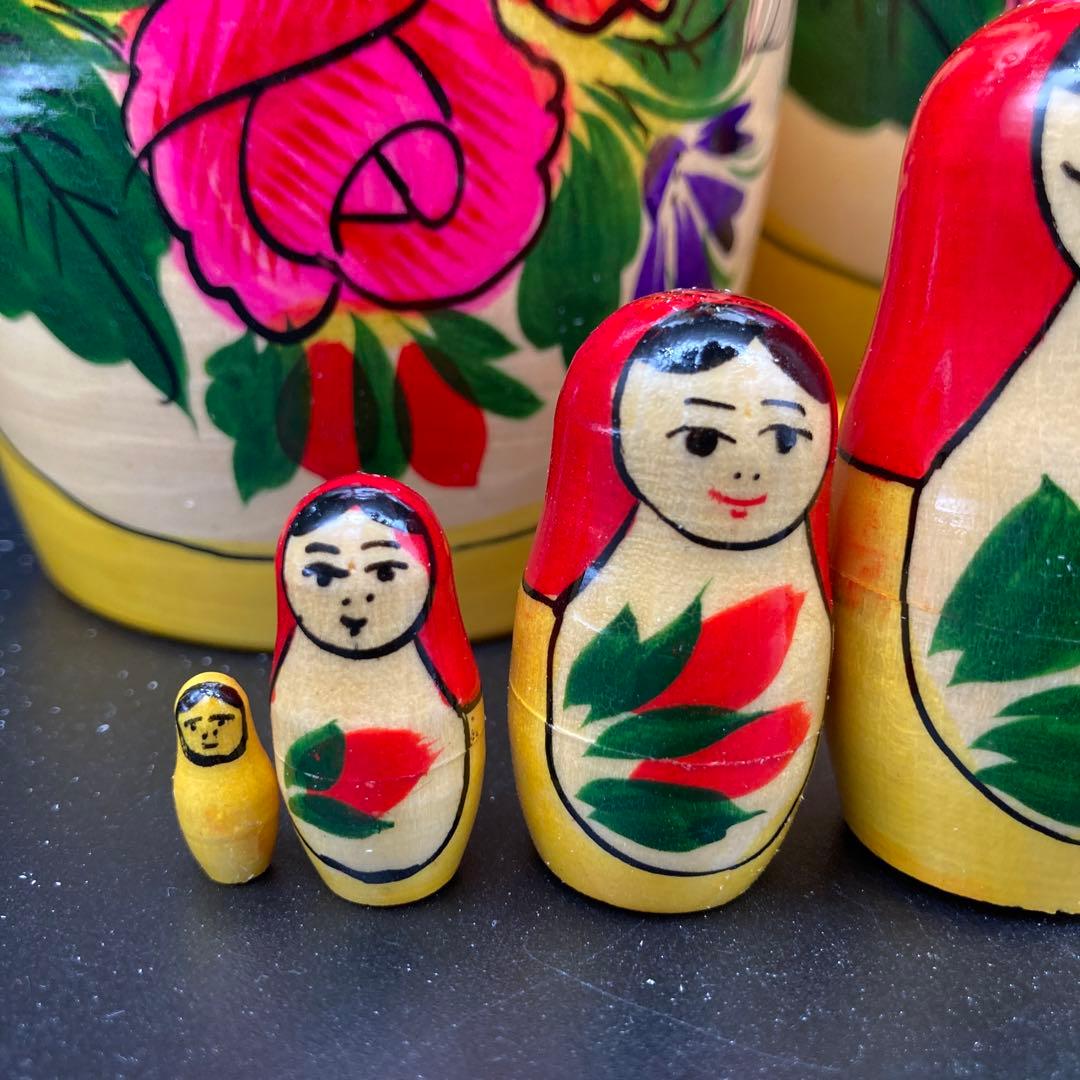 ☆インテリアに☆ロシア民芸品超巨大伝統柄マトリョーシカ9体A☆送料