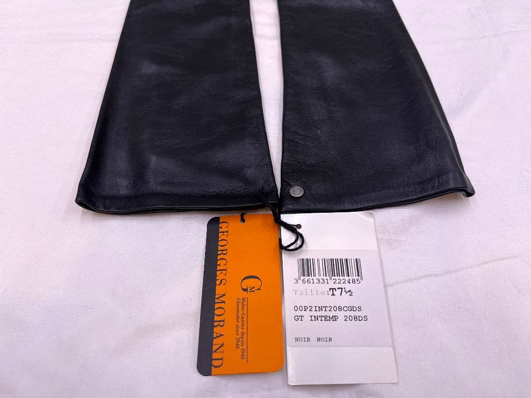 フランス老舗ジョルジュモラン レザー長手袋 黒L 新品未使用 送料無料