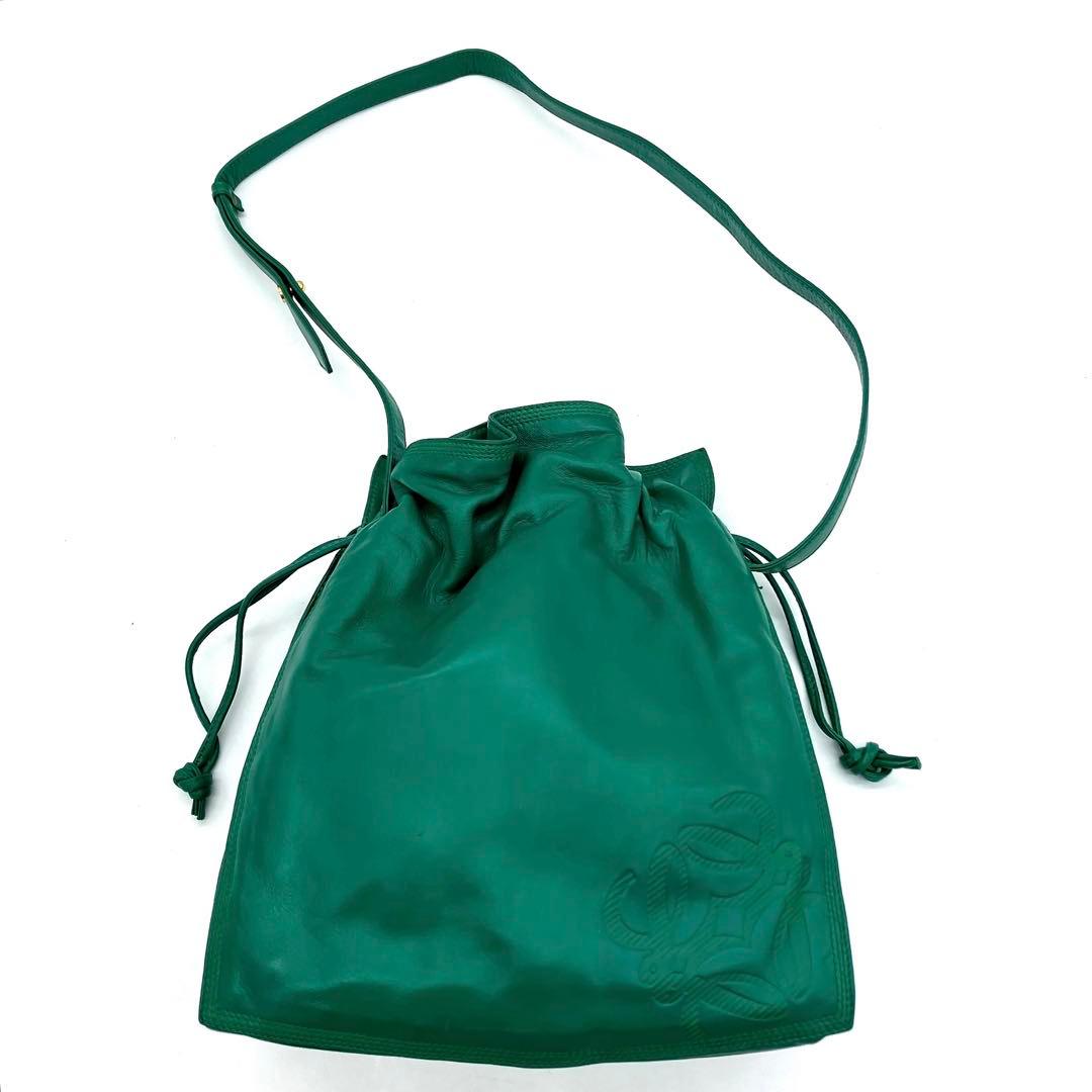 【LOEWE】ショルダーバッグ　フラメンコ　アナグラム型押し　レザー　グリーン LOEWE（ロエベ） ショルダーバッグ FLAMENCO CLUTCH MINI フラメンコ