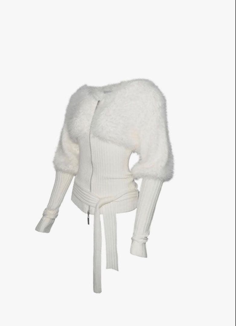 ザレッドスレッド　 S contrast zip knit アイボリー THEREDTHREAD / ザレッドスレッド】S contrast zip knit