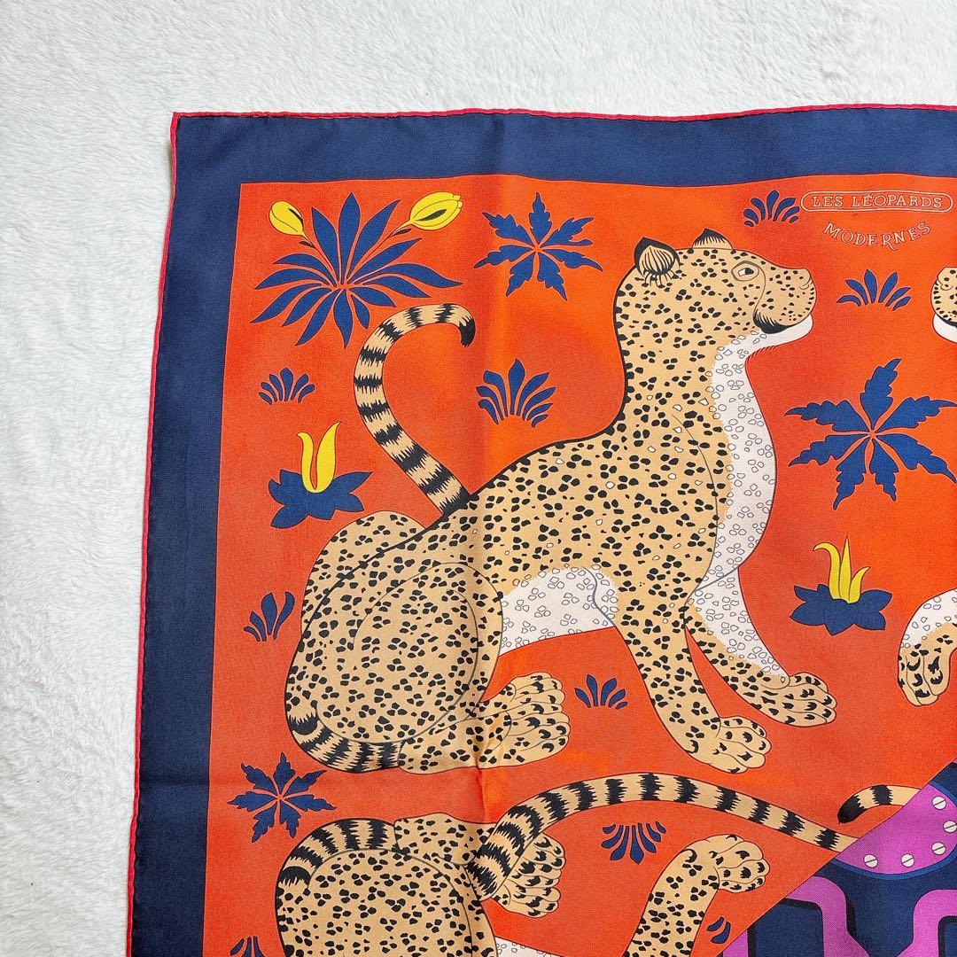 極美品】エルメス カレ90 モダンなレオパード 切替 シルクスカーフ