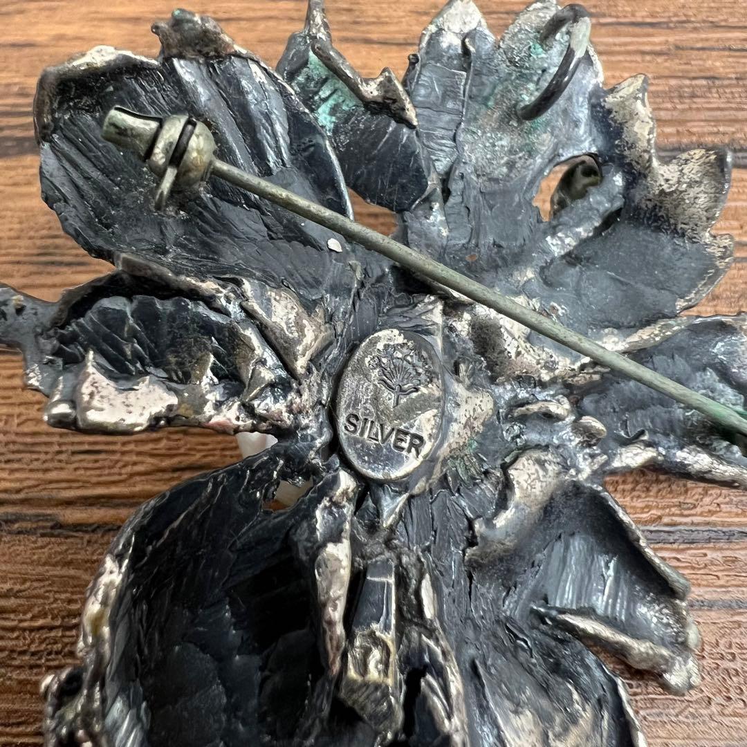 【Y】ブローチ パール シルバー フラワー 花 29.8g