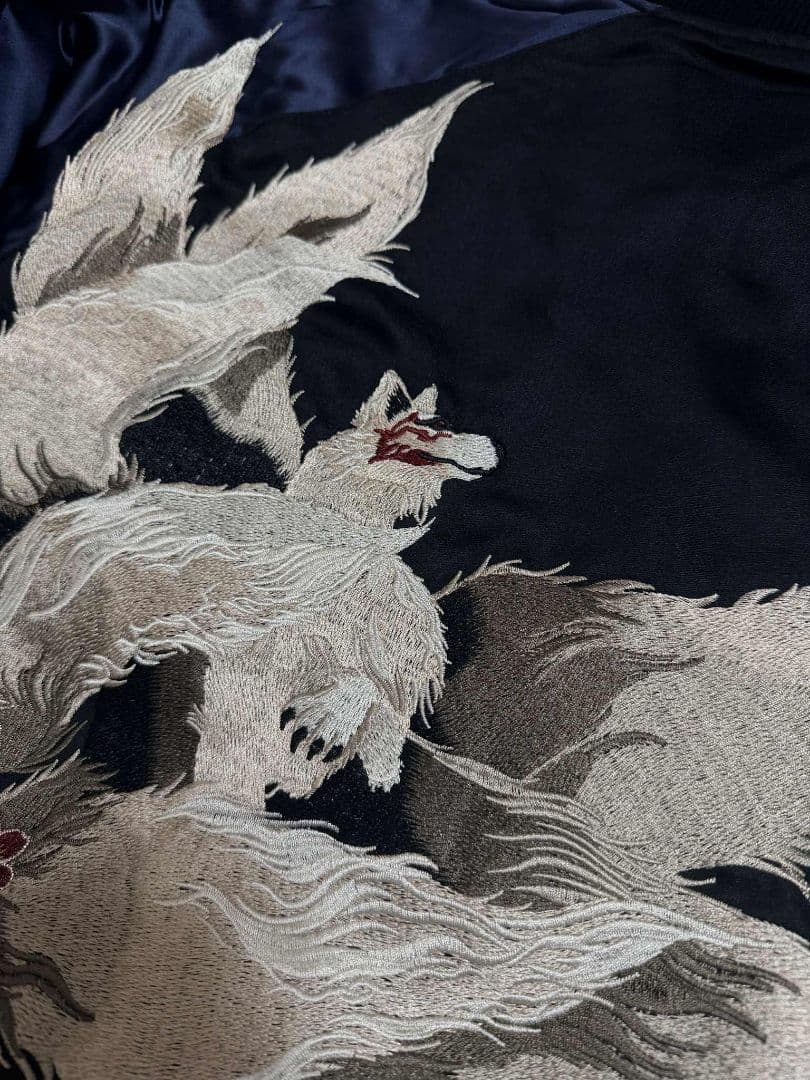 未使用 キツネ 狐 桜 SKAJAN スカジャン ネイビー vintage 美品