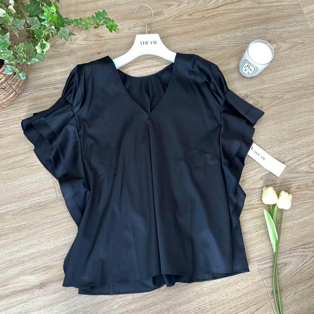 ADEAMアディアム ショルダーカスケード0 フリルスリーブブラウス ブラック