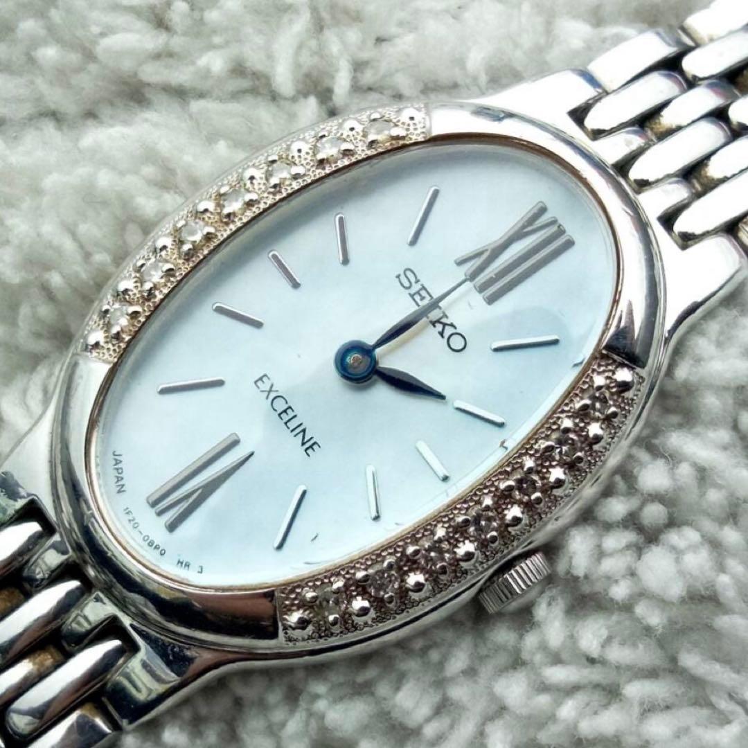 高級◇SEIKO◇セイコー エクセリーヌ 14Pダイヤベゼル ブルーシェル