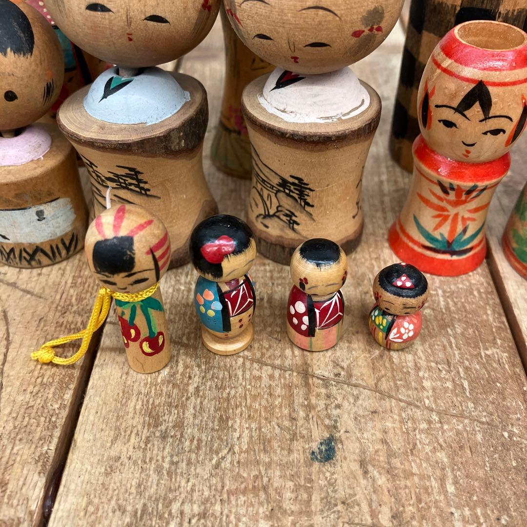 昭和レトロ 伝統工芸 こけし 小芥子 ミニサイズ まとめ売り 13体 郷土