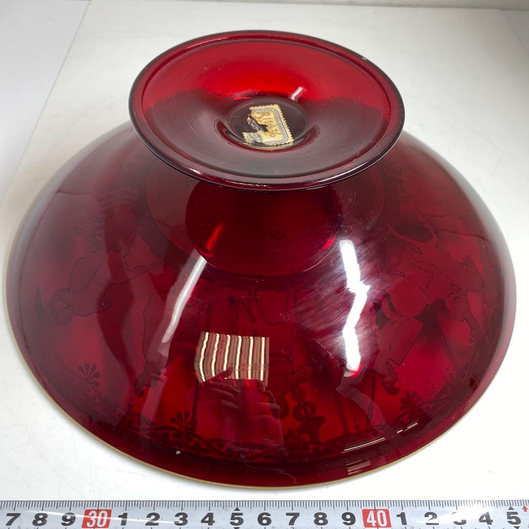 ムラーノ ベネチアングラス 人物金彩コンポート 直径25.8㎝東な7