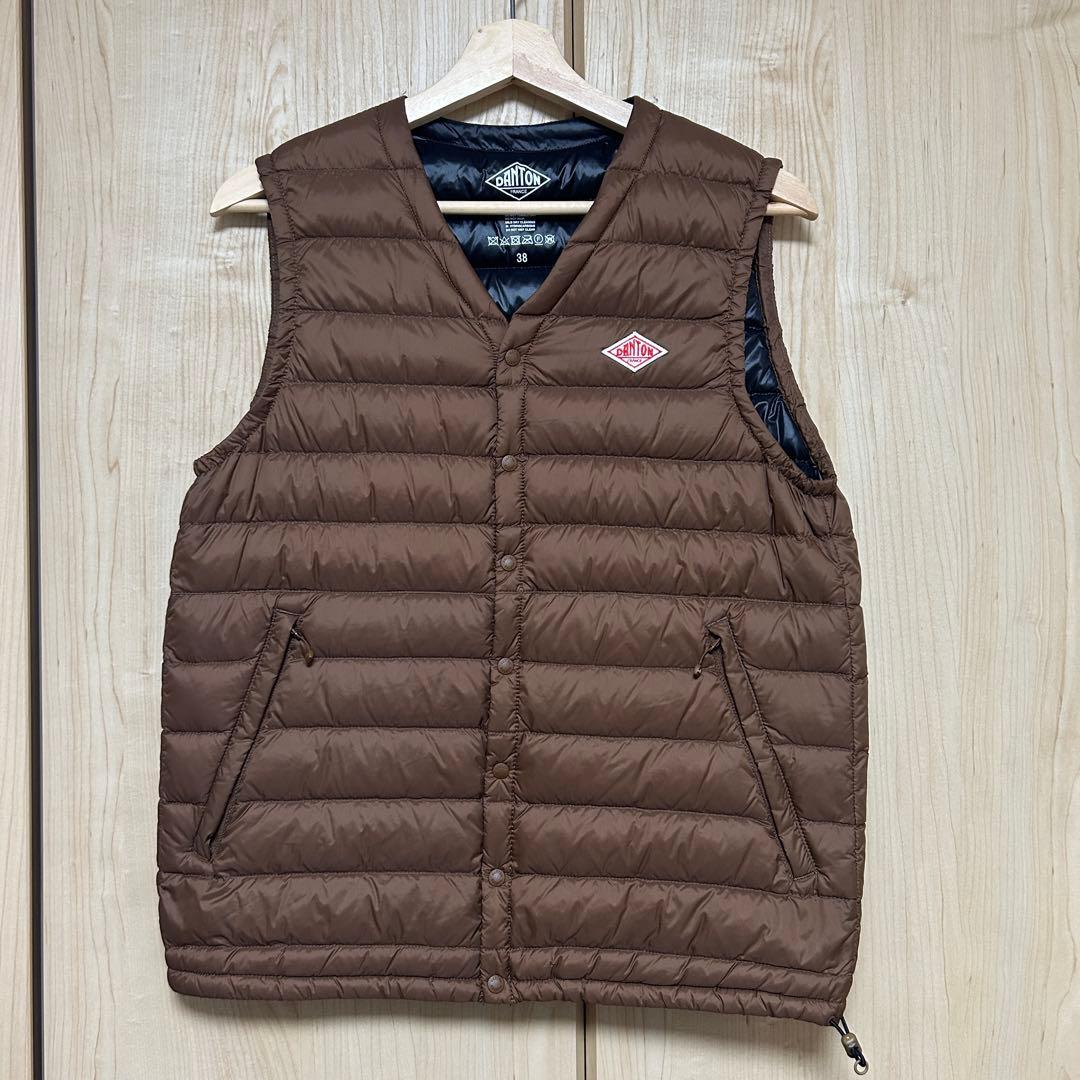 DANTON ダントン　ブラウン ダウンベスト 38 Danton（ダントン） 刺繍ダウンベスト 38 ブラウン メンズ : ZOZOTOWN