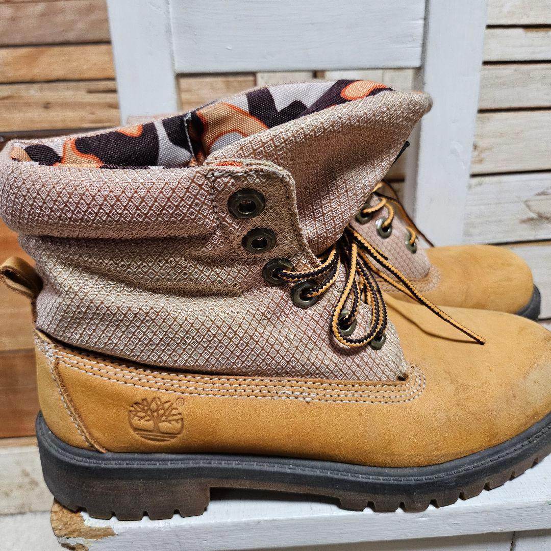 ティンバーランド 迷彩柄カモフラージュブーツ折り返し 23cm 2way