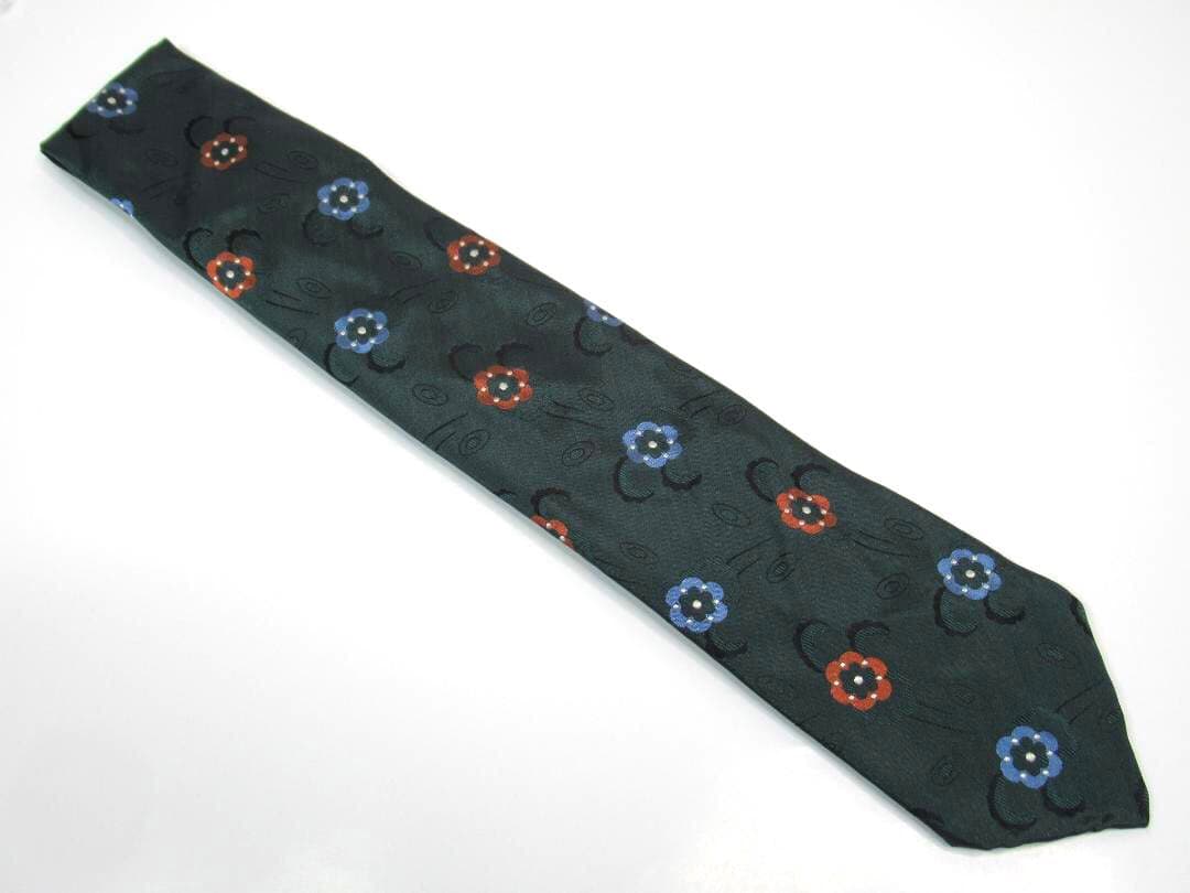 TIEYOURTIE タイユアタイ セッテピエゲ フラワー柄 グリーン ネクタイ