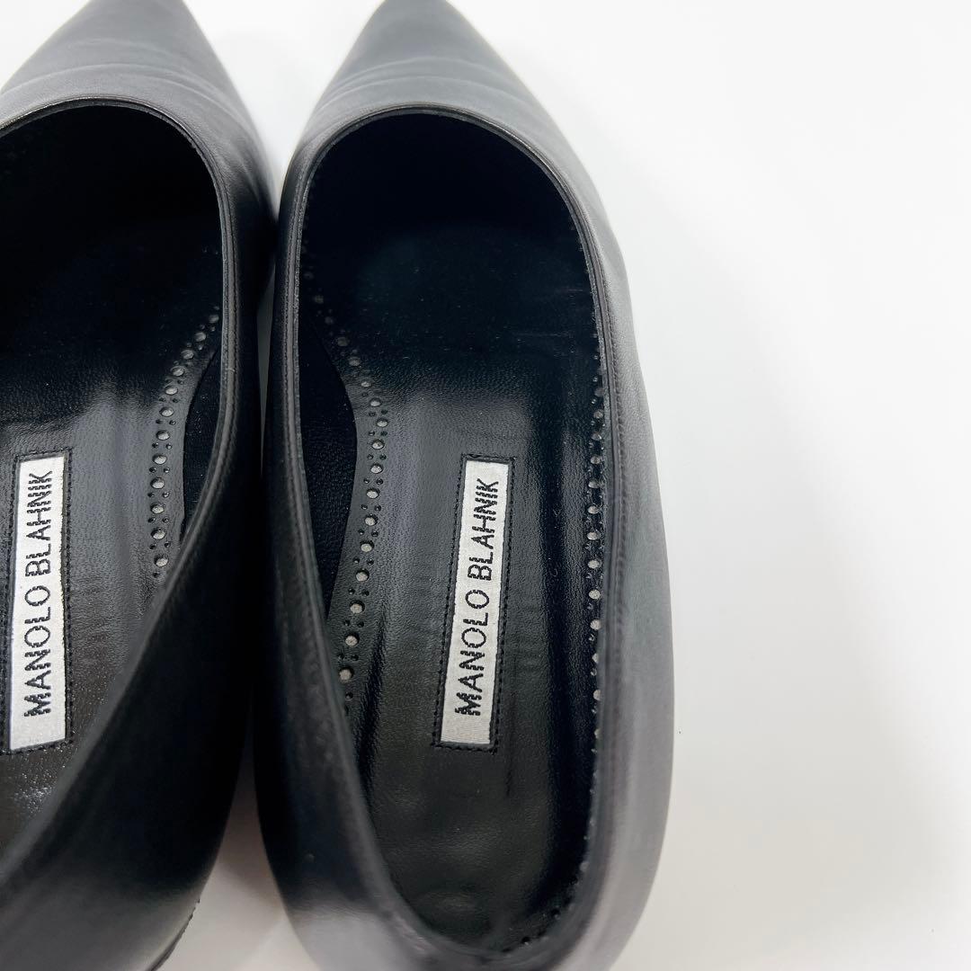 《美品》マノロブラニク レザーパンプス フラットシューズ ブラック 36 箱付き