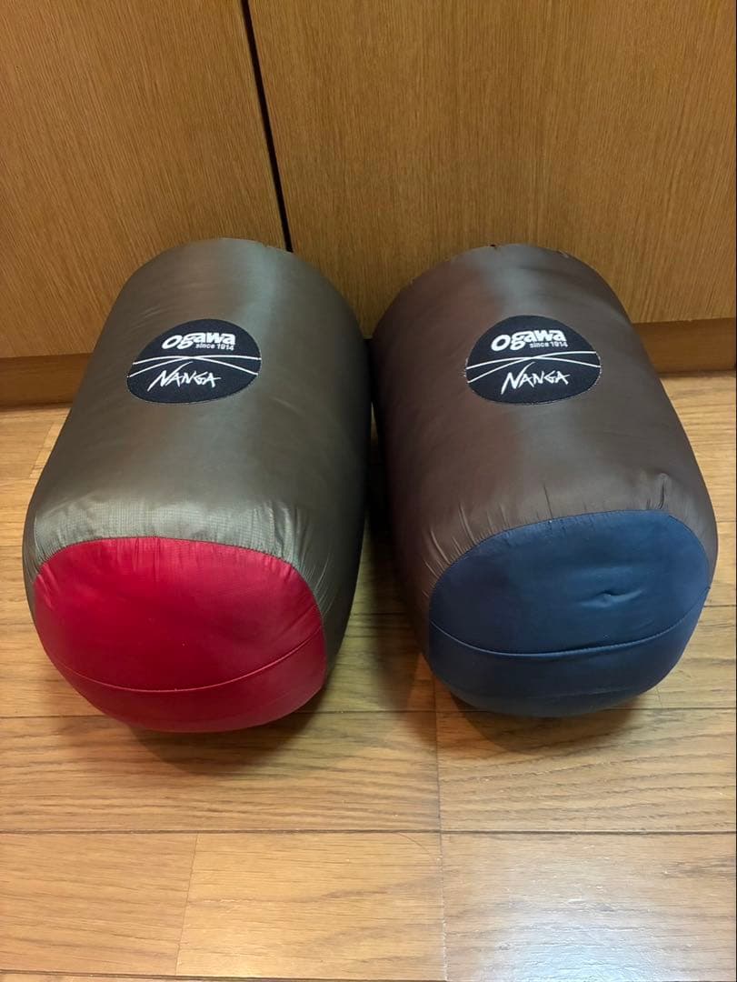 Ogawa Nanga 寝袋 シュラフプラスL(羽毛600g)カーキ×レッド ogawa/NANGAシュラフプラスL(羽毛量600g) / ogawa ONLINE STORE