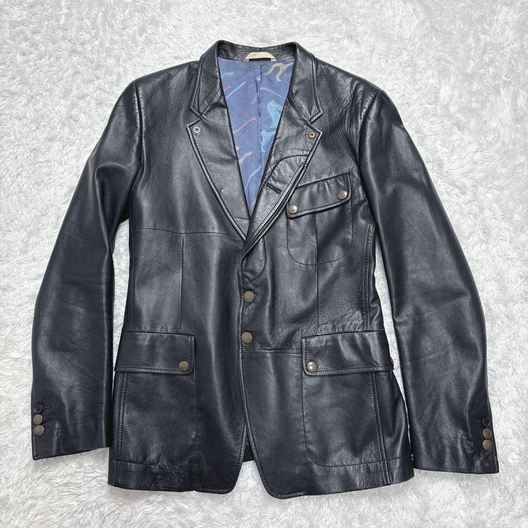 ポールスミスコレクション ラムレザー 2Way ジャケット 総柄裏地 羊革