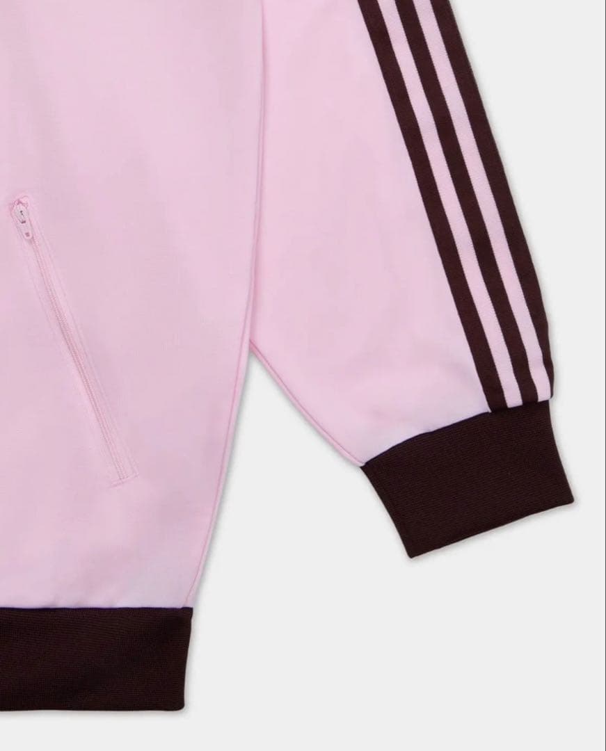 adidas ピンク 茶色 ストライプジャージ 韓国 - メルカリ