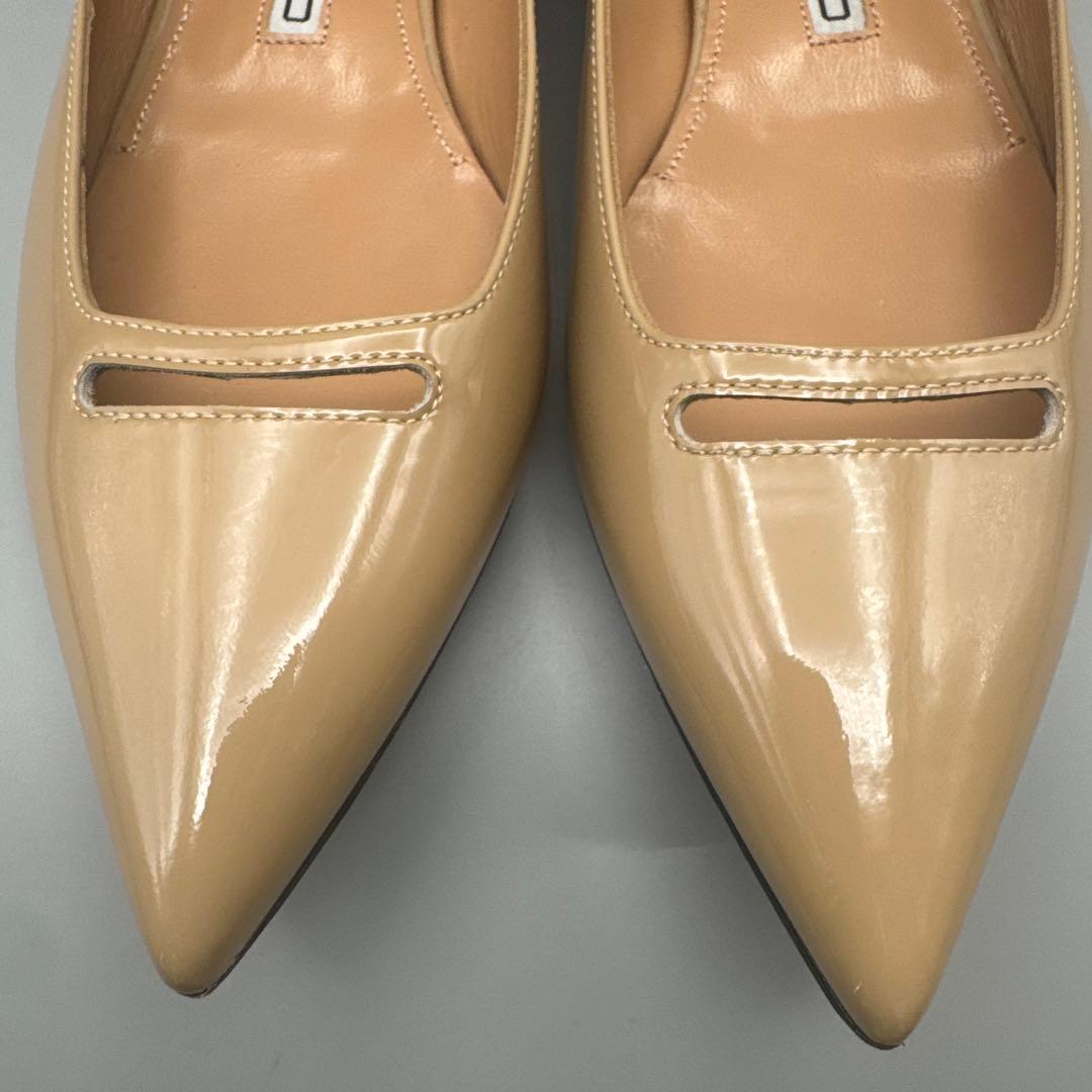 PELLICO ベージュ ポインテッドトゥ フラットシューズ 23.5cm