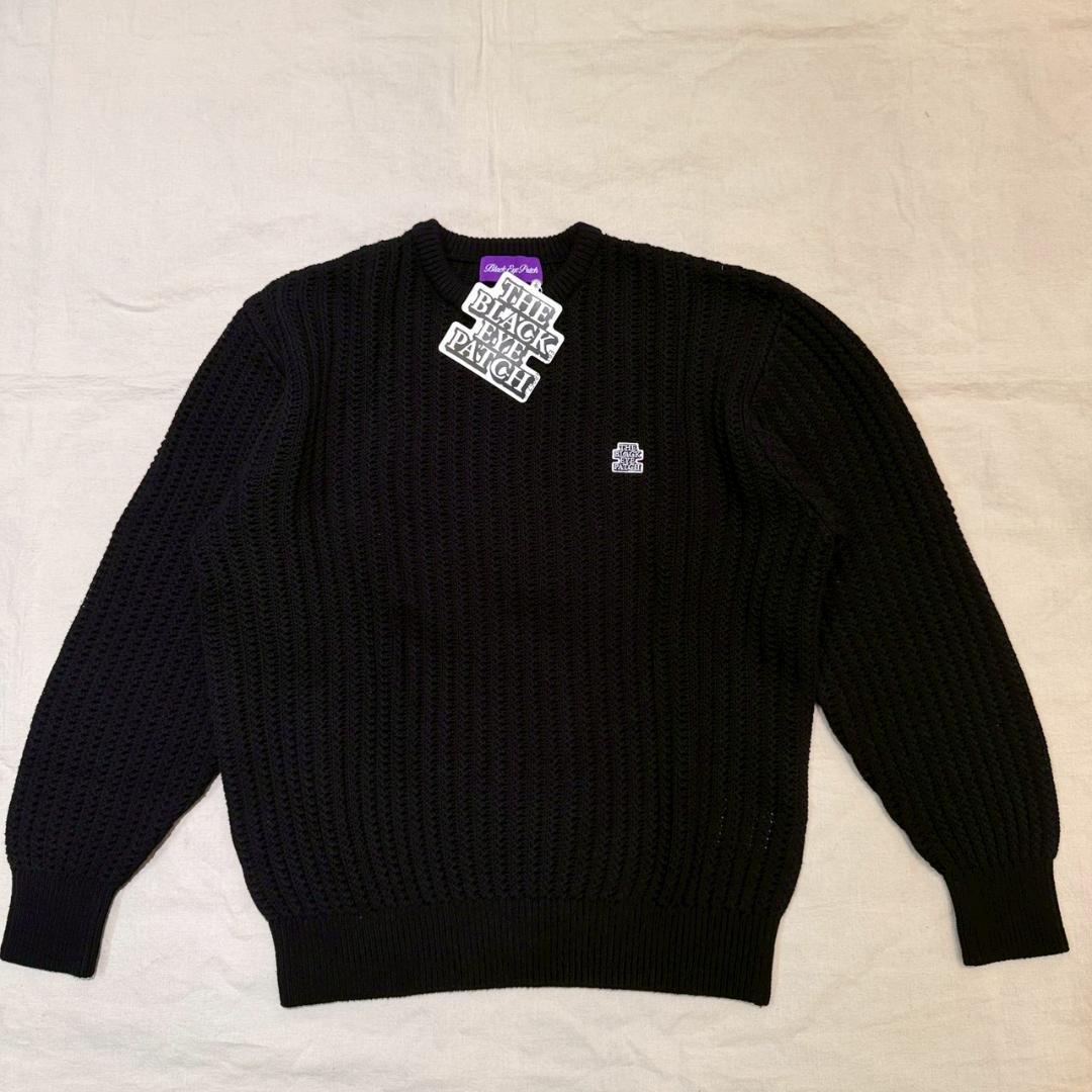 新品 THE BLACK EYE PATCH OG LABEL WAFFLE S OG LABEL WAFFLE KNITTED CREW BLACK – BlackEyePatch