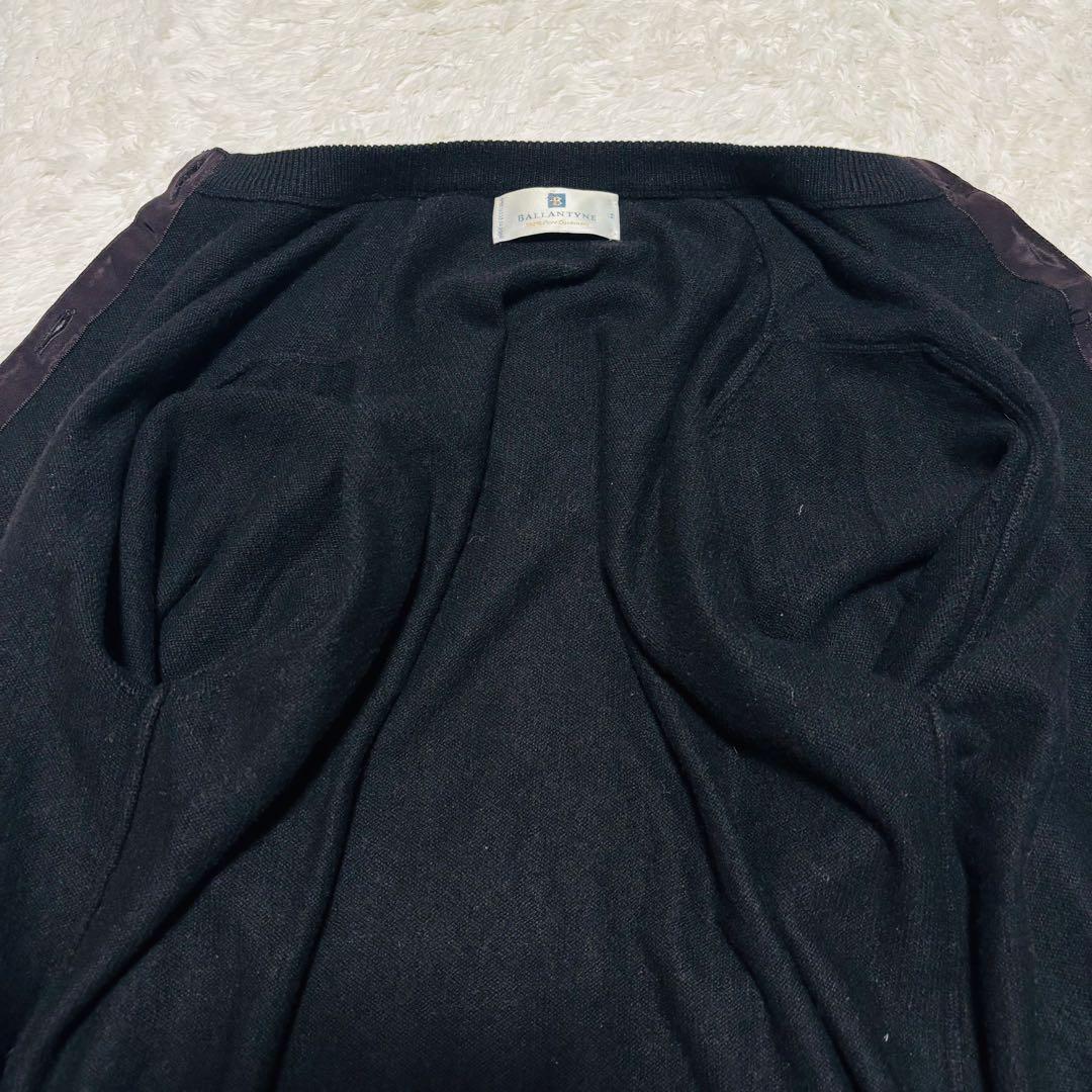 美品 希少 バランタイン カシミヤ 100% カーディガン 黒 42 金ボタン
