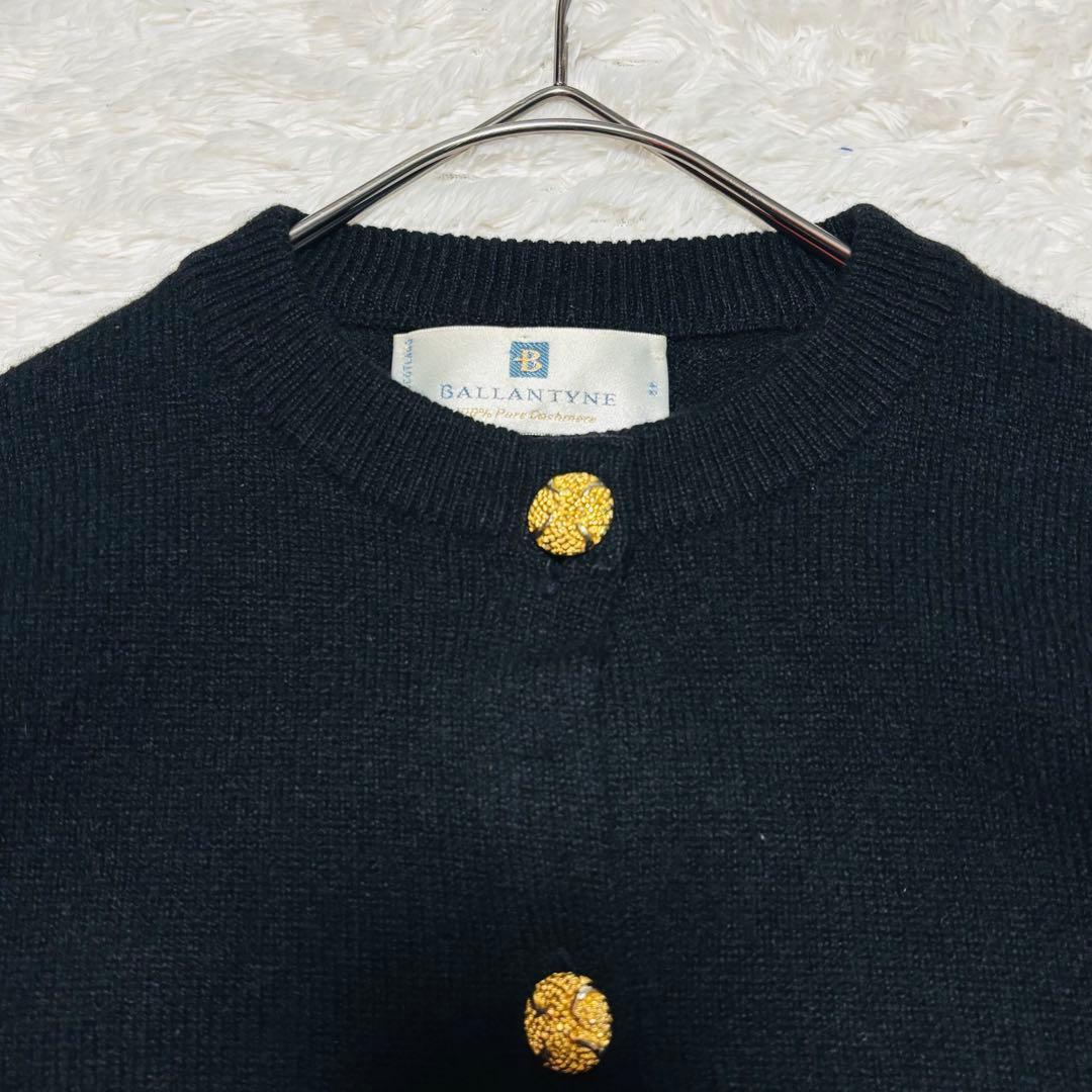 美品 希少 バランタイン カシミヤ 100% カーディガン 黒 42 金ボタン