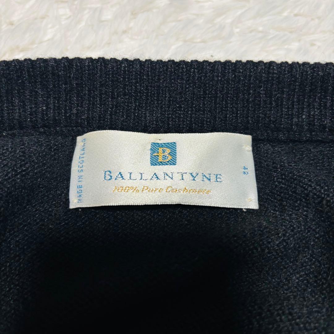 美品 希少 バランタイン カシミヤ 100% カーディガン 黒 42 金ボタン