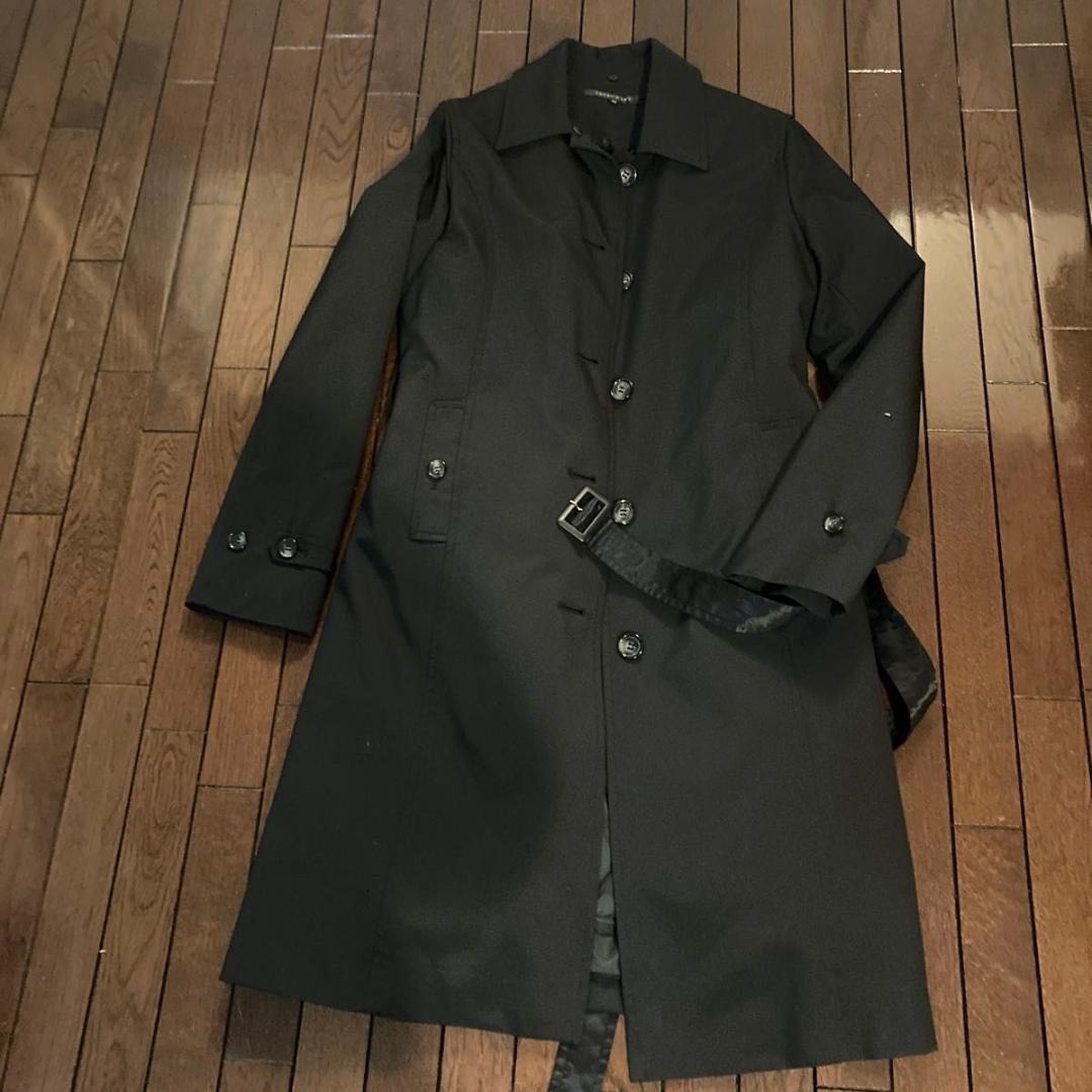 ブラック トレンチコート ウエストベルト付き - メルカリ