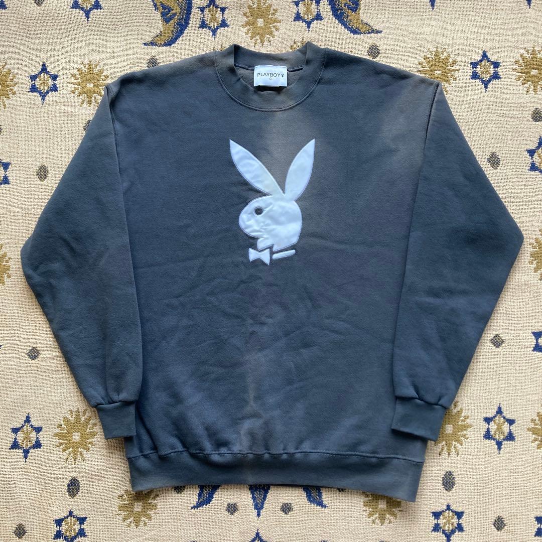 90s USA製 PLAY BOY プレイボーイ スウェット フェード