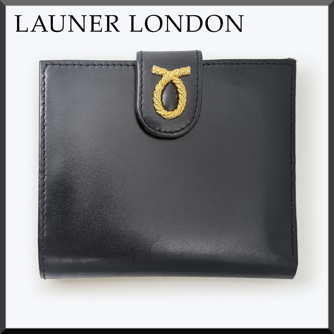 定価8.8万【未使用品？】 ロウナー ロンドン 二つ折り財布 黒 ゴールドロゴ 定価8.8万【未使用品？】 ロウナー ロンドン 二つ折り財布 黒 ゴールド