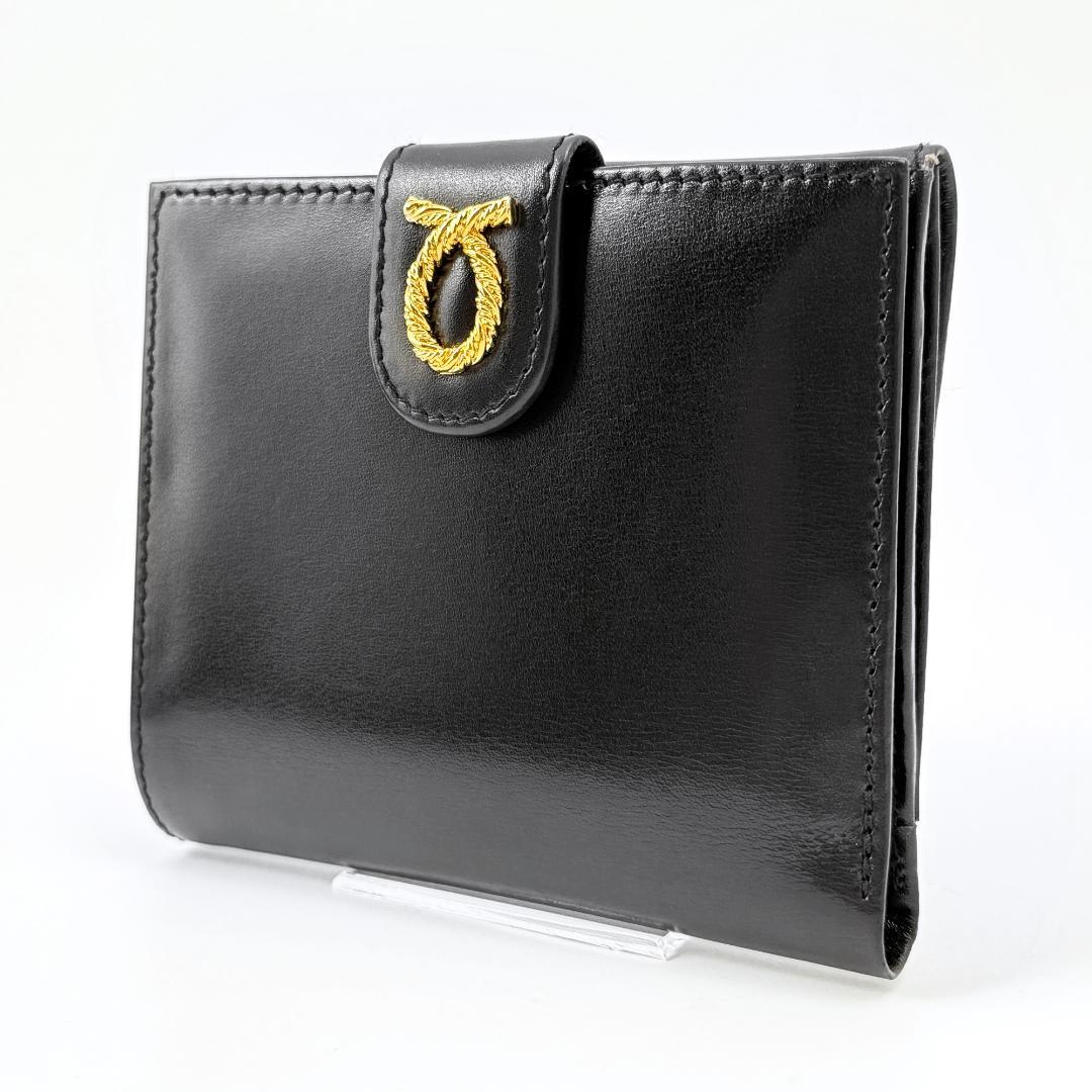 定価8.8万【未使用品？】 ロウナー ロンドン 二つ折り財布 黒 ゴールド