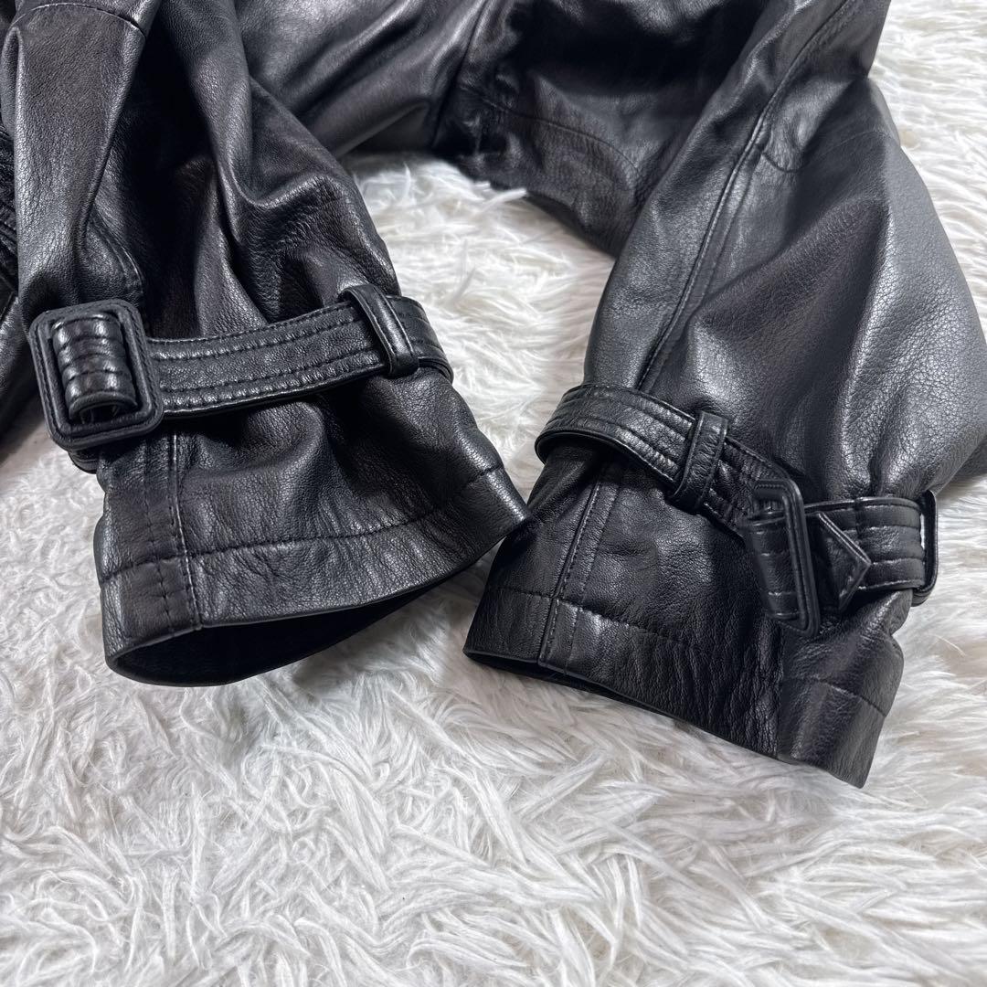 ヴィンテージ】レザートレンチコート 羊革 ブラック ベルト付き 90s