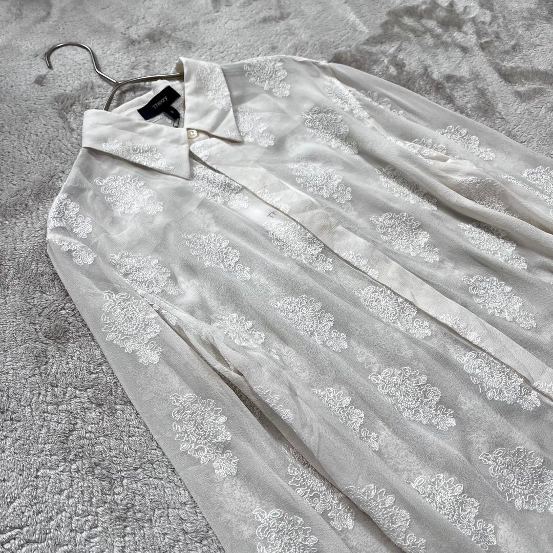 サンタ様専用 シルク100% シースルー シアー 刺繍 ブラウス 白 - メルカリ