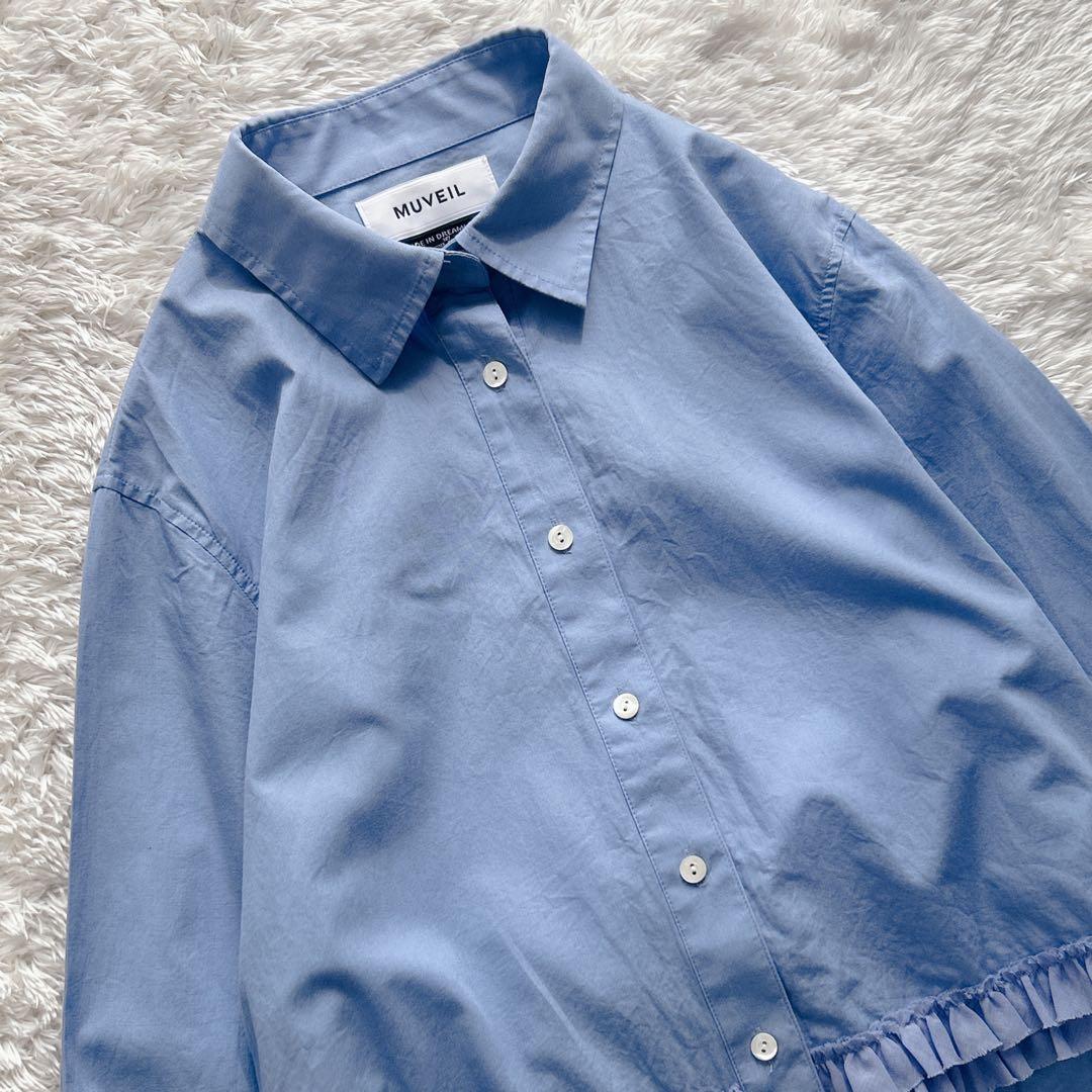 MUVEIL ミュベール バックフリルブラウス サックスブルー 38 M - メルカリ