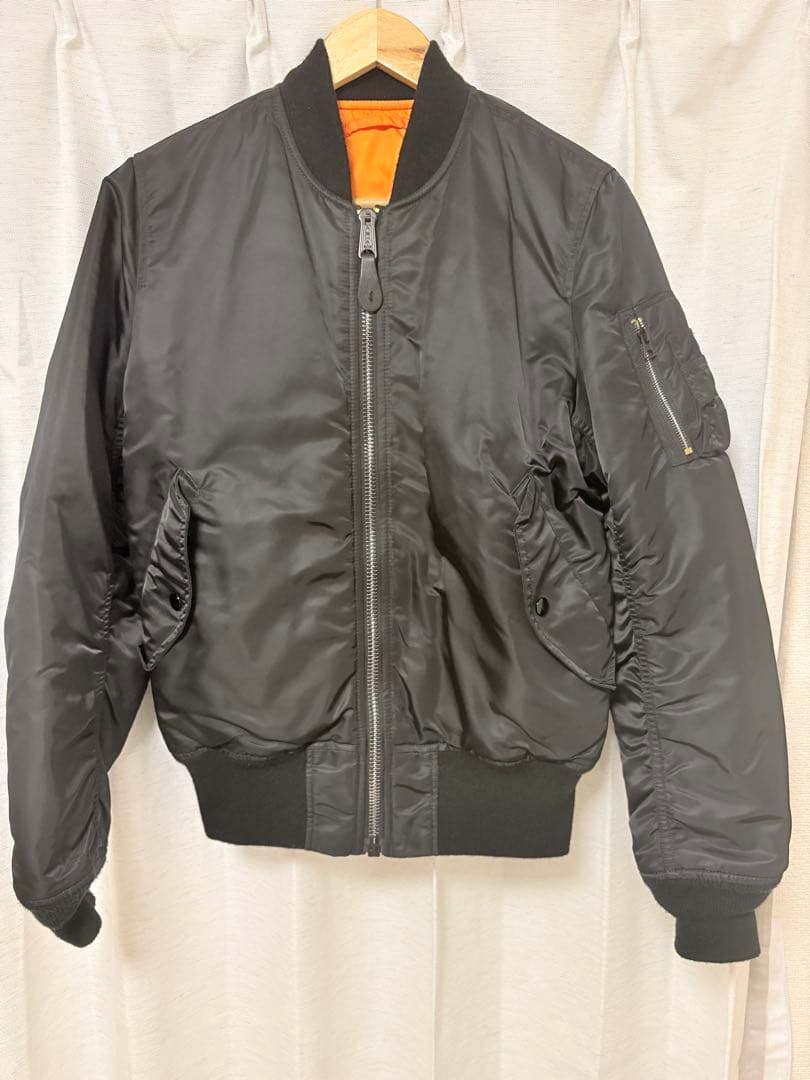 MA-1 ブラックジャケット オレンジ裏地 - メルカリ