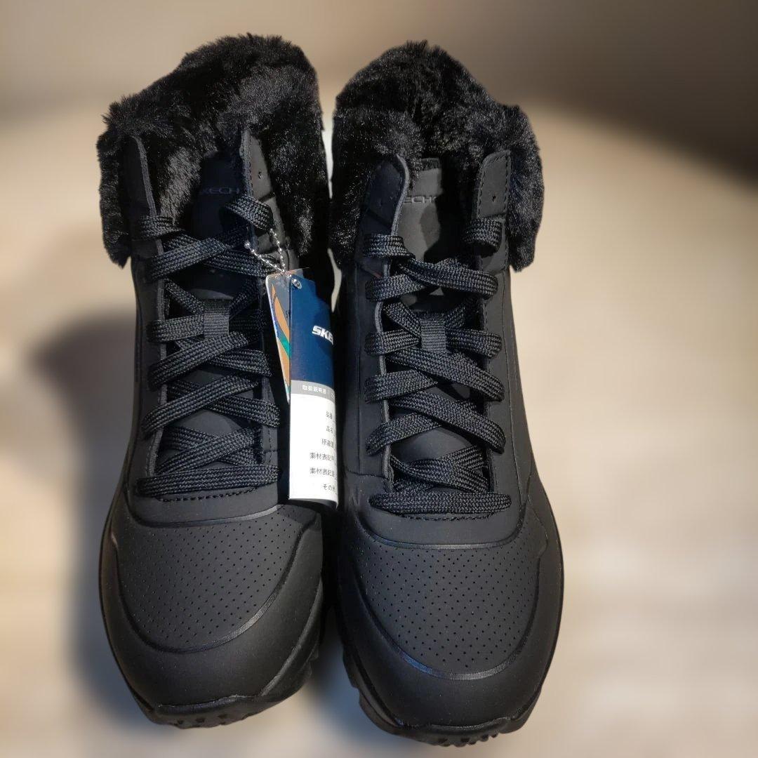 新品24.5cm]スケッチャーズ ハイカットスニーカー サイドジップ 黒